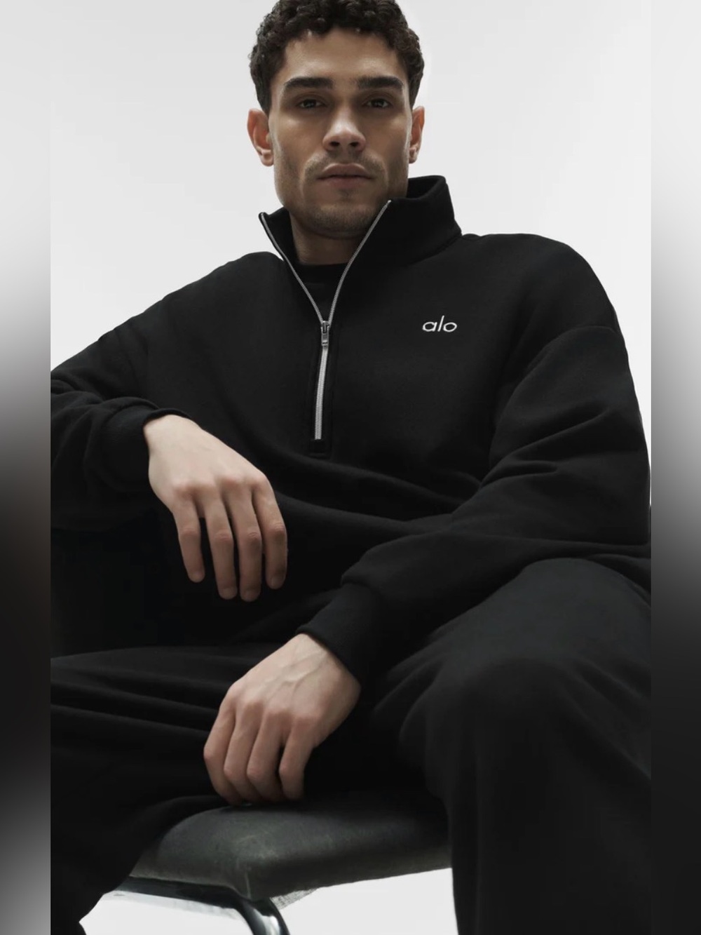 ALO Yoga Black Quarter-Zip Sweatshirt